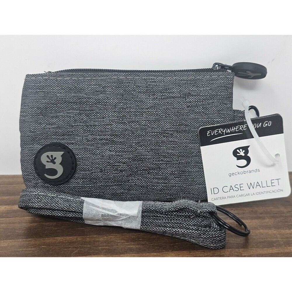 Geckobrands Zipper ID & Card Case Wallet With Lanyard - GRAY - NWT